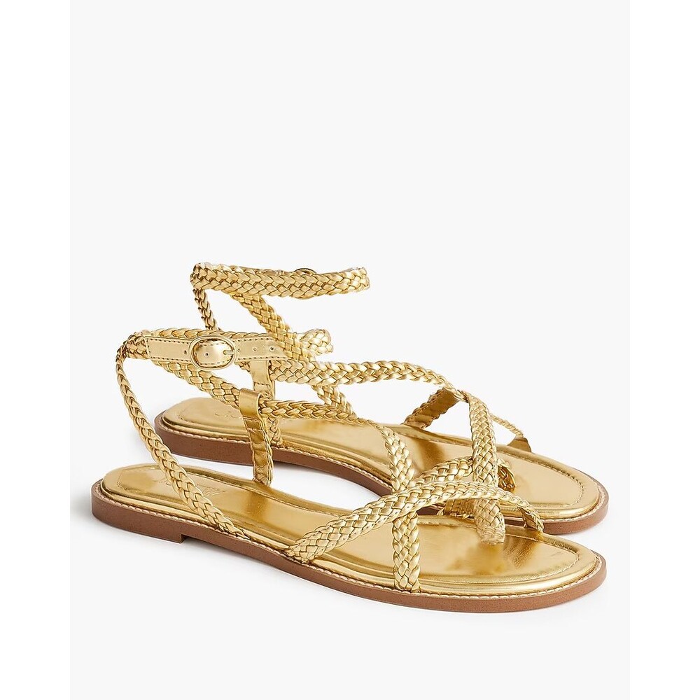 J.CREW Braided Strappy Sandals 6.5 M Rich Gold Polyurethane Upper Casual NWT
